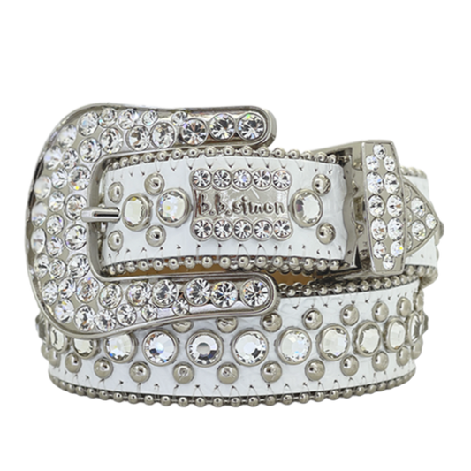 B.B. Simon Belt The Skinny Kish White Clear