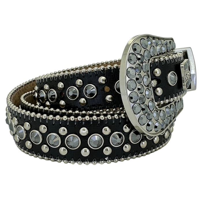 B.B. Simon Belt The Skinny Kish Black Ink Jet Hematite