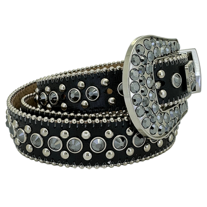 B.B. Simon Belt The Skinny Kish Black Ink Jet Hematite