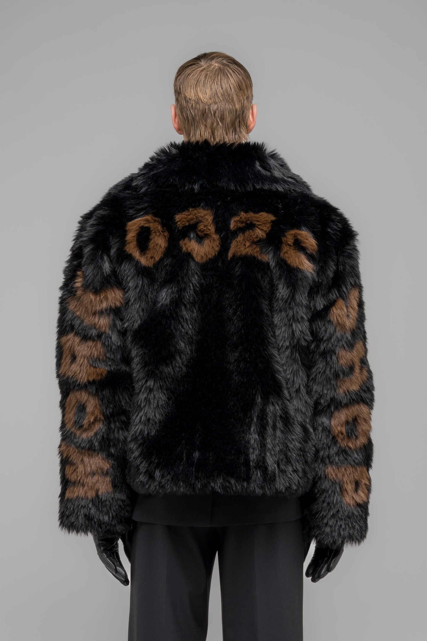 032c "MUDDY" FAUX FUR BLOUSON BLACK