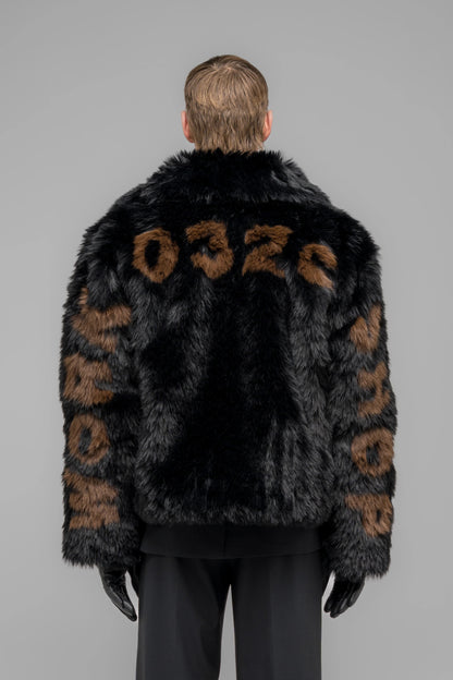 032c "MUDDY" FAUX FUR BLOUSON BLACK
