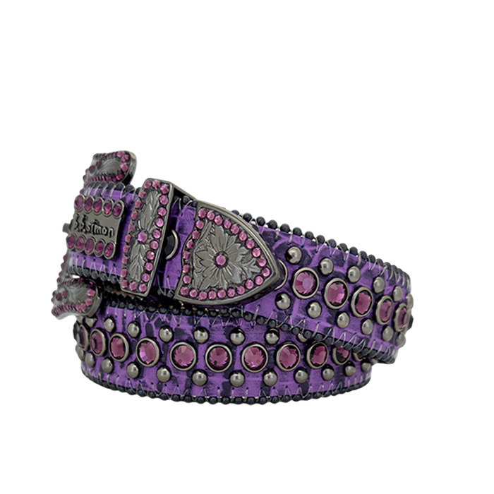 B.B. Simon Belt Western Skinny Indigo Lt.Amethyst