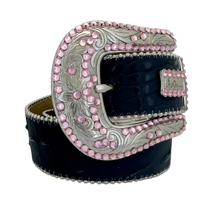 B.B. Simon Belt Classic Western Black Lt.Rose