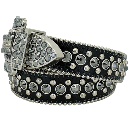 B.B. Simon Belt The Skinny Kish Black Ink Jet Hematite