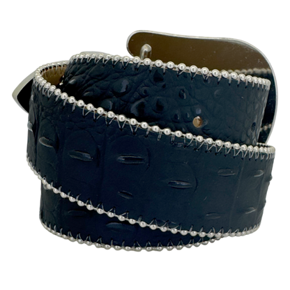 B.B. Simon Belt Classic Western Black Lt.Rose