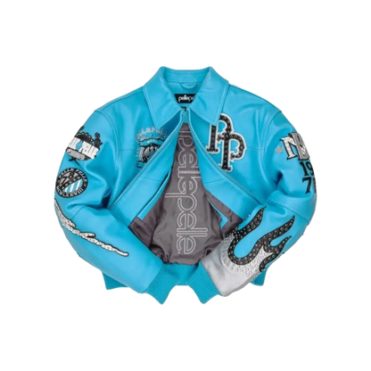 Pelle Pelle Women's World Famous Leather Jacket Tint Blue White